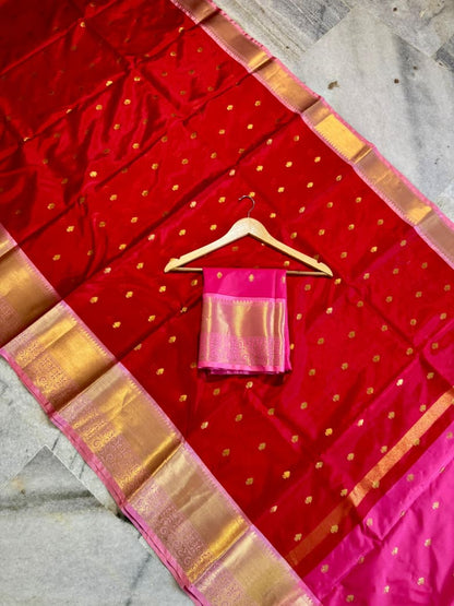Banarasi Soft Katan Silk Saree with Zari Buti Weaving and Designer Pallu