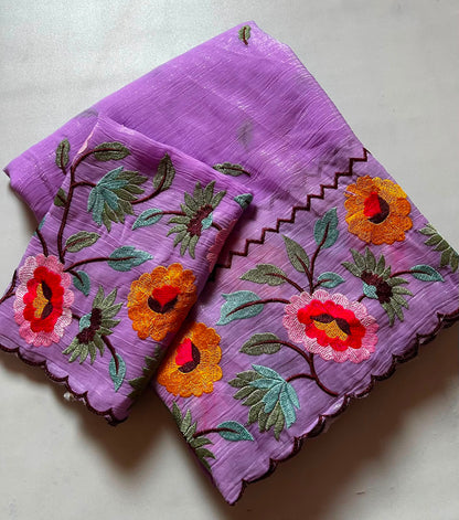 Cocktail Tissue Organza Designer Saree with Embroidered Blouse