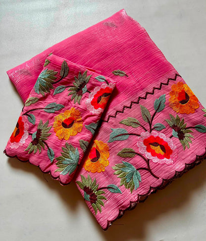 Cocktail Tissue Organza Designer Saree with Embroidered Blouse