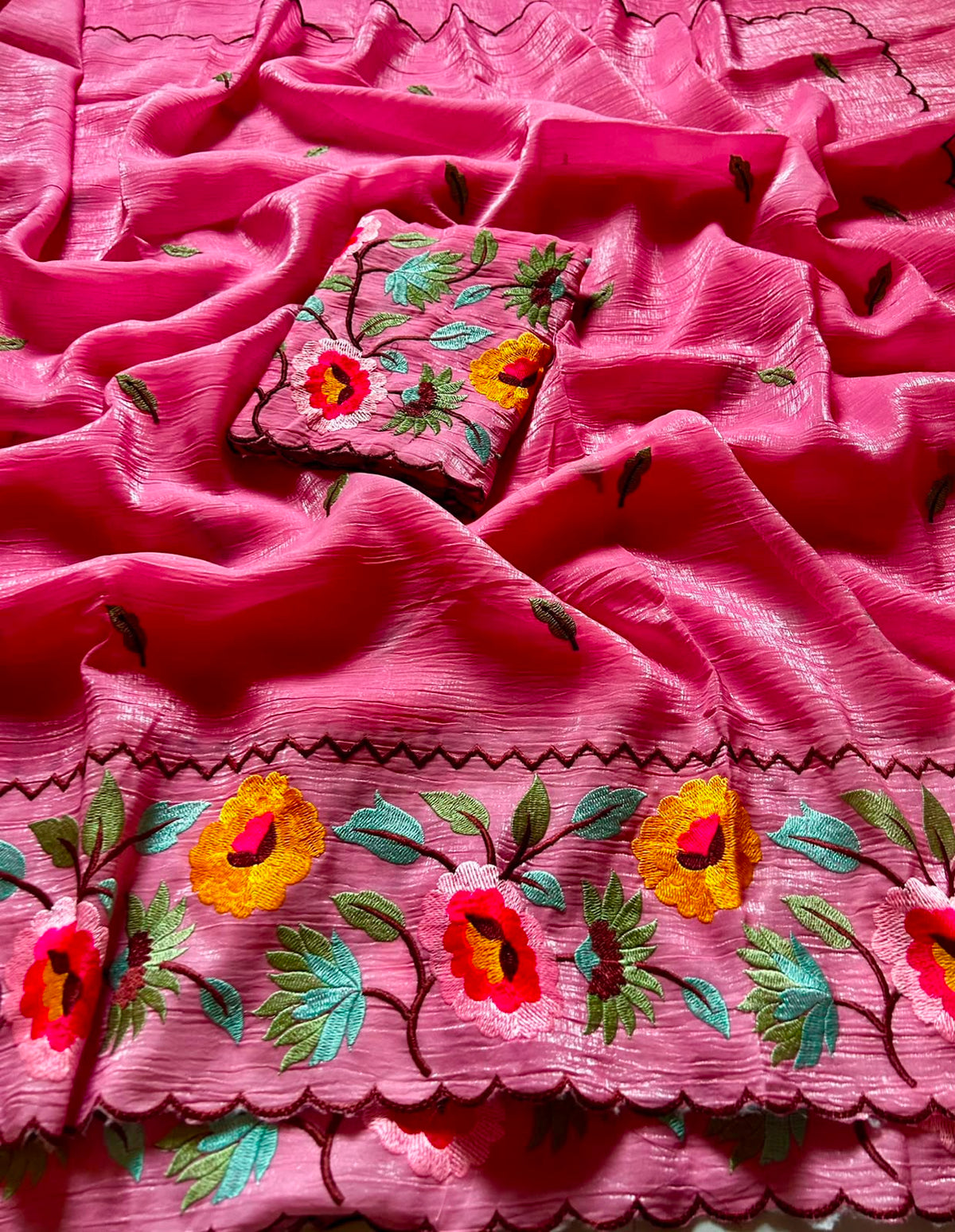 Cocktail Tissue Organza Designer Saree with Embroidered Blouse