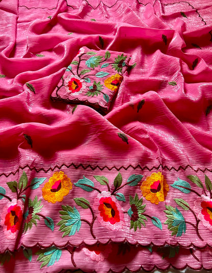 Cocktail Tissue Organza Designer Saree with Embroidered Blouse