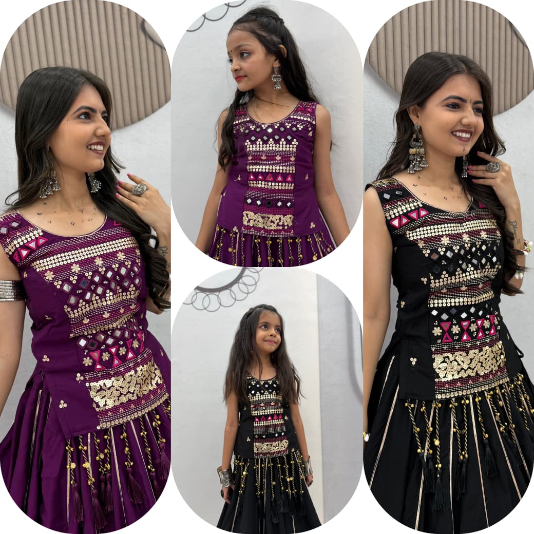 Navratri Special Pure Cotton Mother-Daughter Lehenga Choli Set