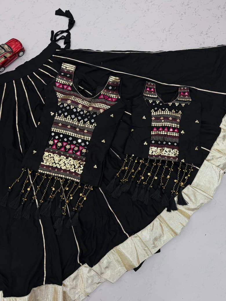 Navratri Special Pure Cotton Mother-Daughter Lehenga Choli Set