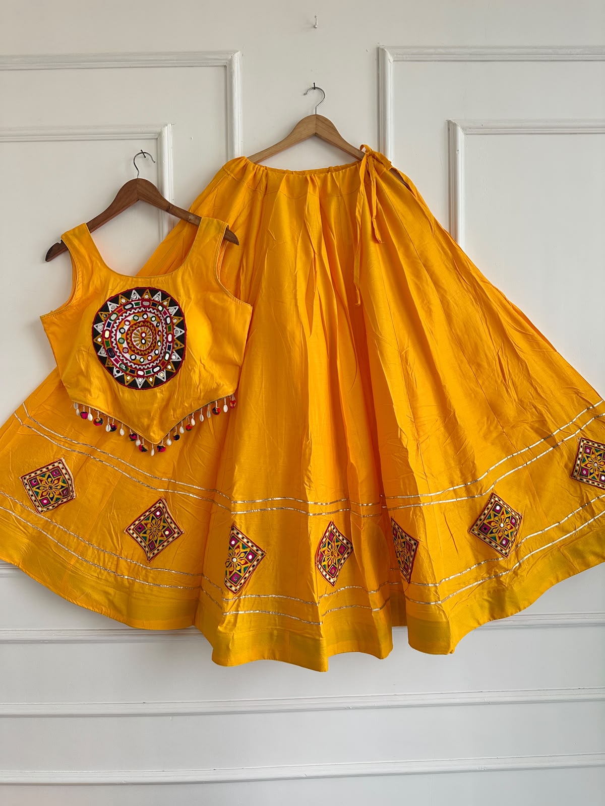 Kutchi Chaniyacholi Navratri Lehenga Choli with Hand-Stitched Shell Work