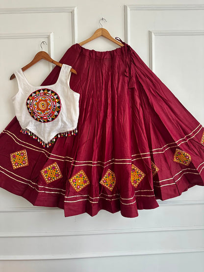 Kutchi Chaniyacholi Navratri Lehenga Choli with Hand-Stitched Shell Work