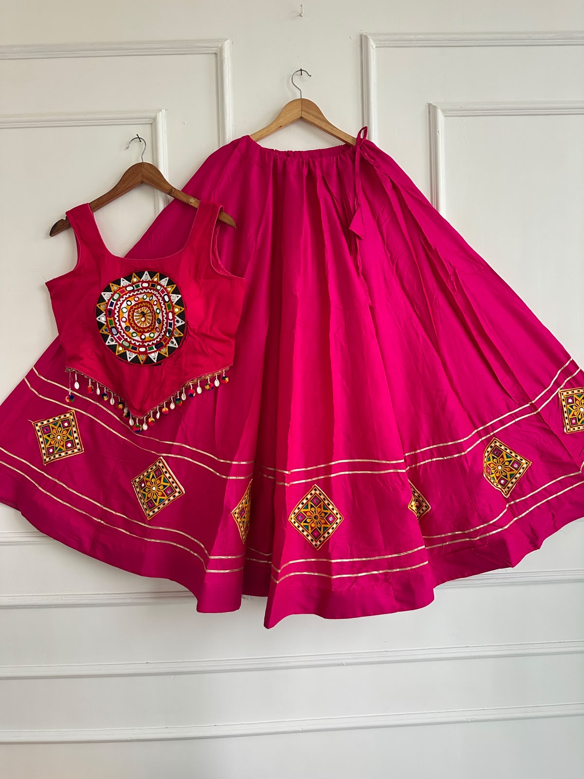 Kutchi Chaniyacholi Navratri Lehenga Choli with Hand-Stitched Shell Work