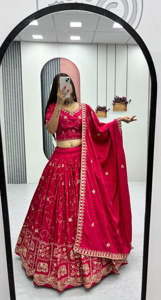 Festival Crepe Silk Embroidered Lehenga Choli with Dupatta