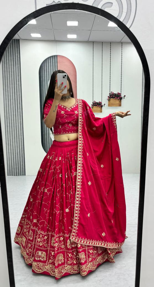 Festival Crepe Silk Embroidered Lehenga Choli with Dupatta