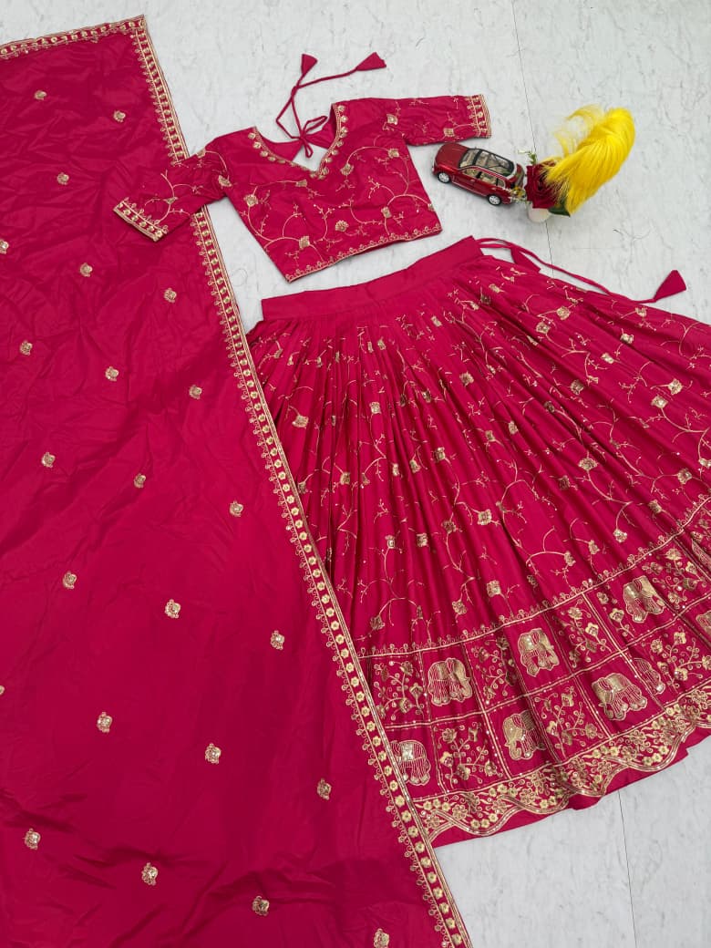 Festival Crepe Silk Embroidered Lehenga Choli with Dupatta