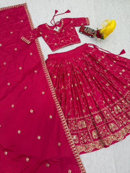 Festival Crepe Silk Embroidered Lehenga Choli with Dupatta