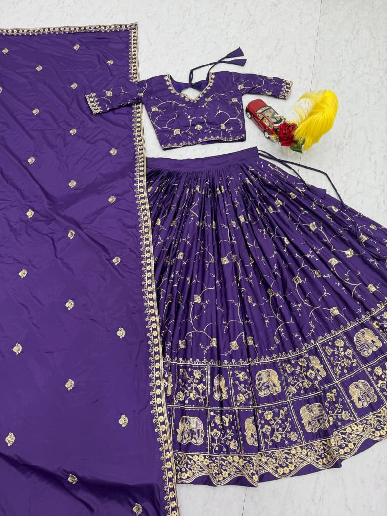 Festival Crepe Silk Embroidered Lehenga Choli with Dupatta
