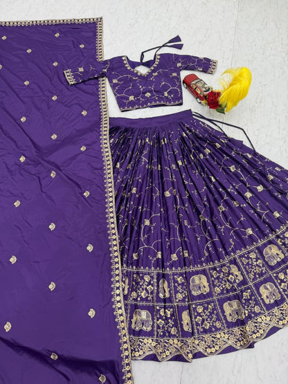 Festival Crepe Silk Embroidered Lehenga Choli with Dupatta