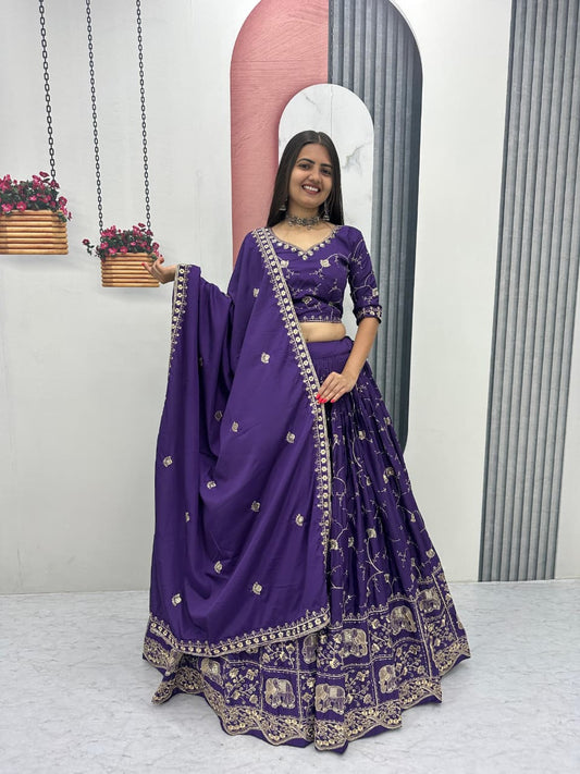 Festival Crepe Silk Embroidered Lehenga Choli with Dupatta