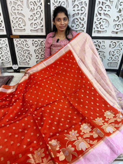 Banarasi Dybl Dupion Soft Silk Alfi Minakari Butti Woven Saree