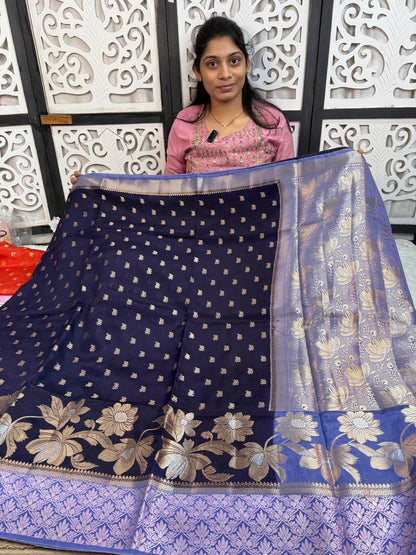Banarasi Dybl Dupion Soft Silk Alfi Minakari Butti Woven Saree