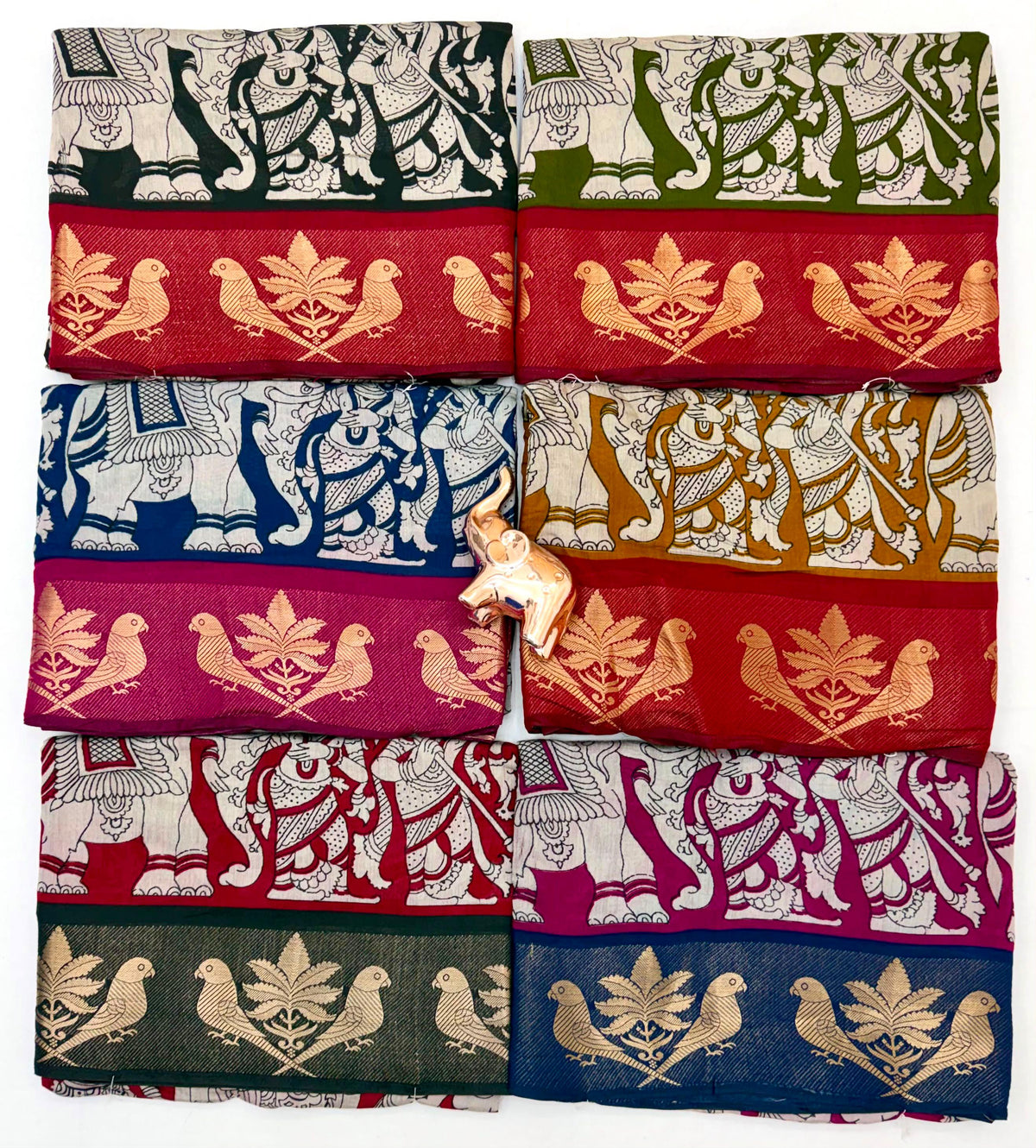 Mangalgiri Parrot Soft PV Mul Cotton Saree with Kalamkari Pallu