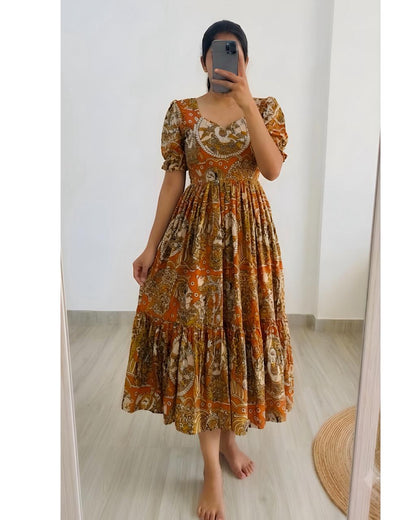 Soft Maslin Cotton Digital Print Kalamkari Maxi Gown
