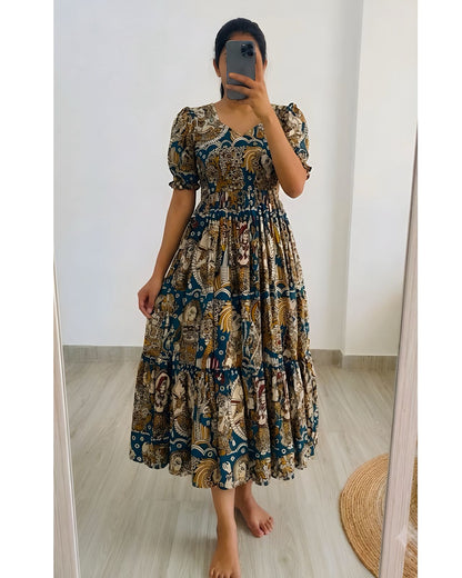 Soft Maslin Cotton Digital Print Kalamkari Maxi Gown