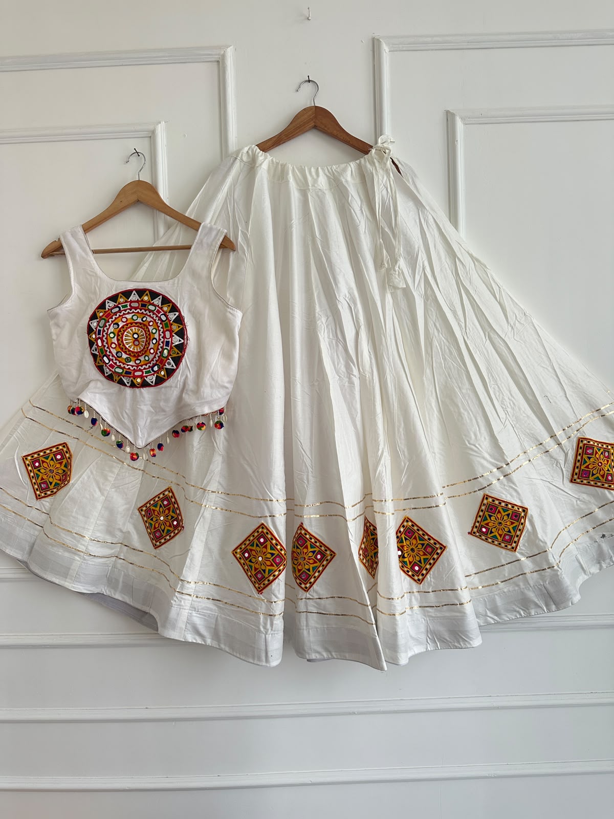 Kutchi Chaniyacholi Navratri Lehenga Choli with Hand-Stitched Shell Work