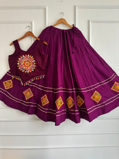 Kutchi Chaniyacholi Navratri Lehenga Choli with Hand-Stitched Shell Work