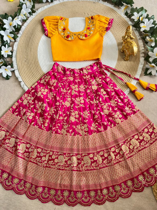 Royal Duo Contrast Kids Lehenga Choli – South Indian Festive Wear