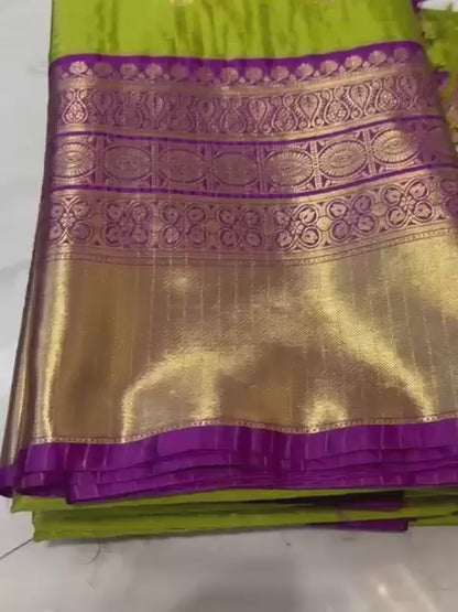 Green Banarasi Katan Soft Silk Saree with Buti Design and Zari Border