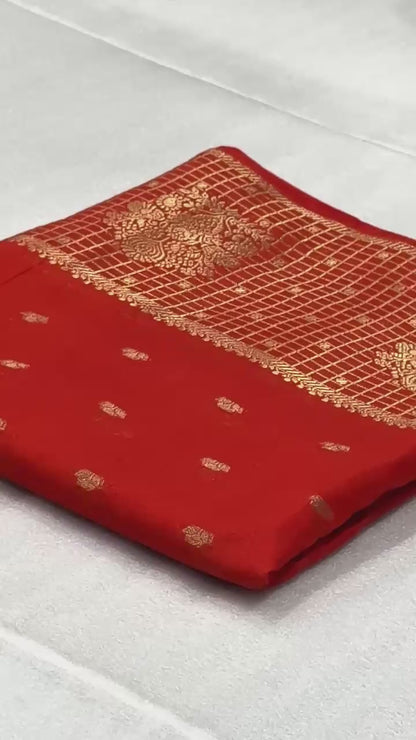 Pure Viscose Soft Silk Saree with Weaving Thread Border and Butti Blouse