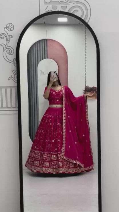 Festival Crepe Silk Embroidered Lehenga Choli with Dupatta