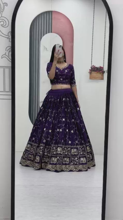 Festival Crepe Silk Embroidered Lehenga Choli with Dupatta
