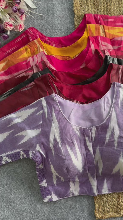 Pure Ikat Cotton Elastic Blouse with Side Elastic