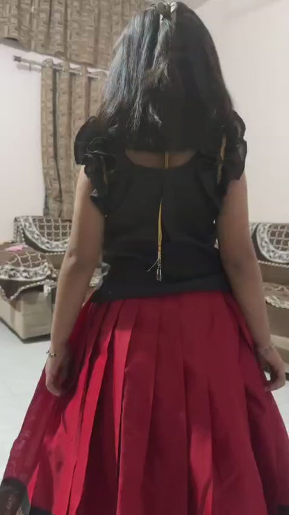 Kids Pure Silk Lehenga Choli with All-Over Zari Weaving and Hand Work