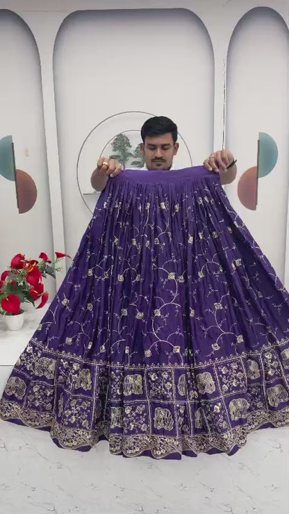 Festival Crepe Silk Embroidered Lehenga Choli with Dupatta