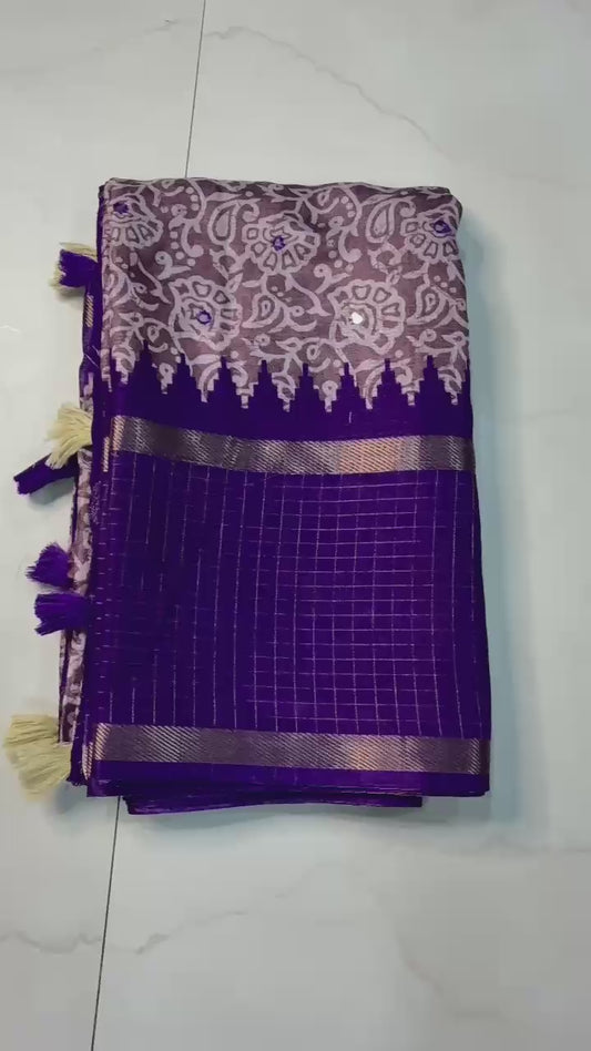 Premium Crepe Silk Saree with Tussel and Mirror Work