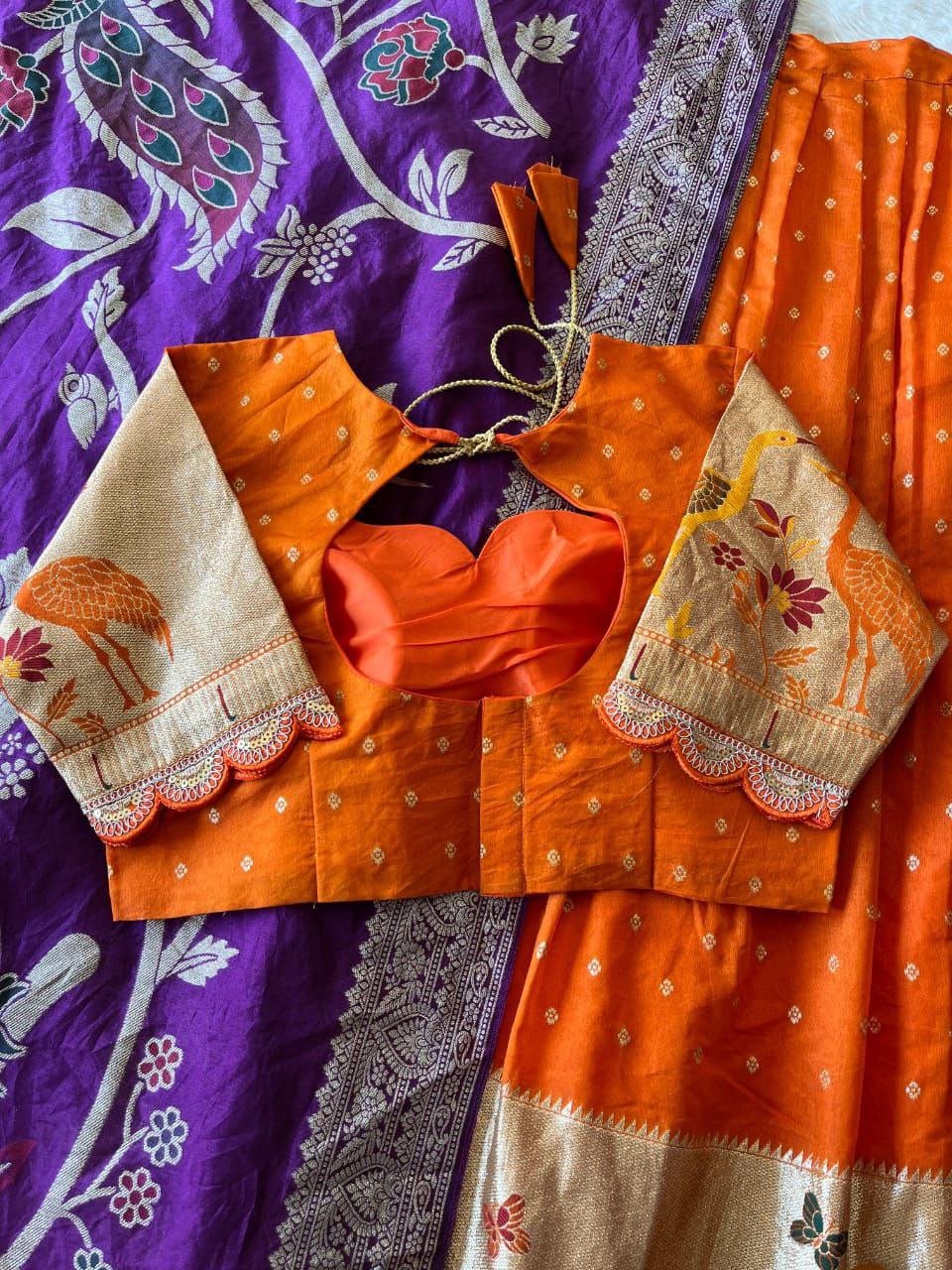 Flamingo Soft Dola Silk Stitched Lehenga Choli with Jacquard Dupatta