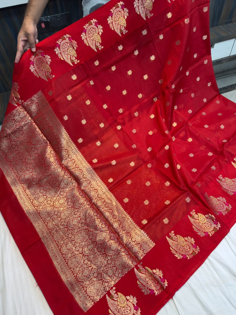 Banarasi Green Rao Mango Soft Silk Saree with Meenakari Floral Weaving