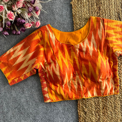 Pure Ikat Cotton Elastic Blouse with Side Elastic