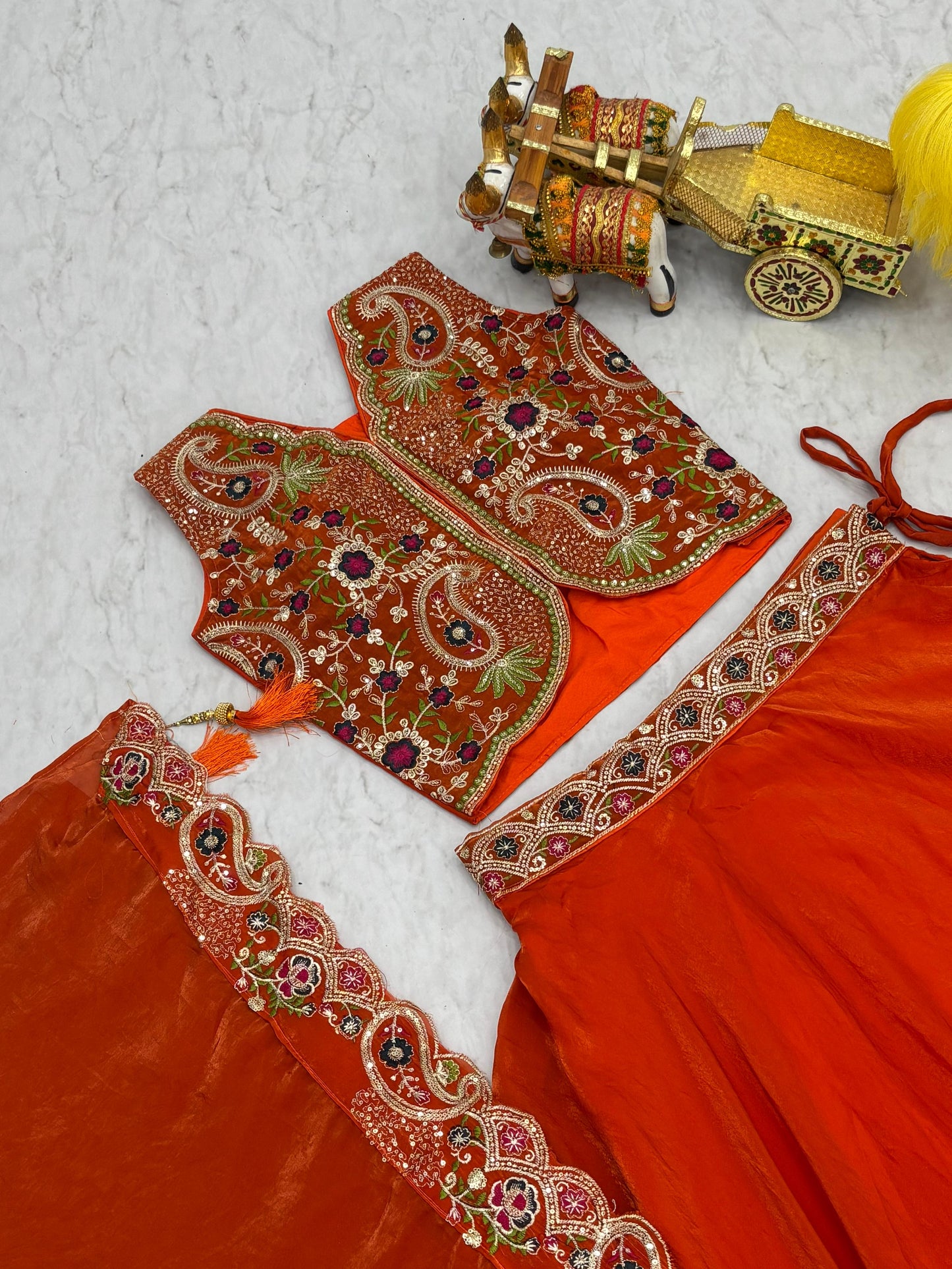 Wedding Special Embroidered Fendy Silk Lehenga Choli Set with 8.50 Meter Flair