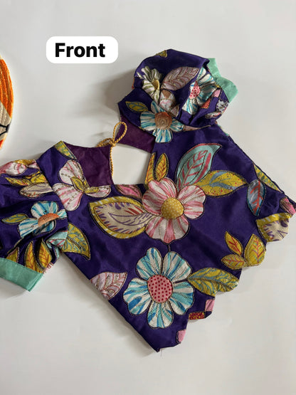 Kids Embroidered Tissue Fabric Lehenga Choli Set