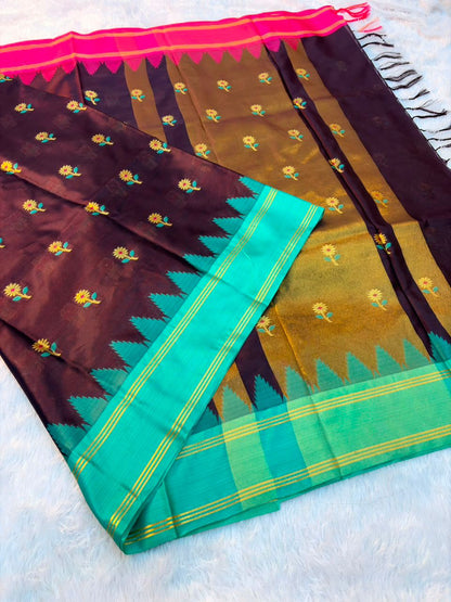 Banarasi Katan Soft Silk Buti Saree with Soft Border and Buta Blouse