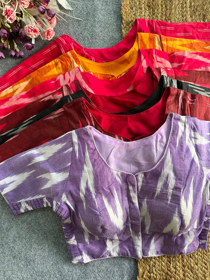 Pure Ikat Cotton Elastic Blouse with Side Elastic