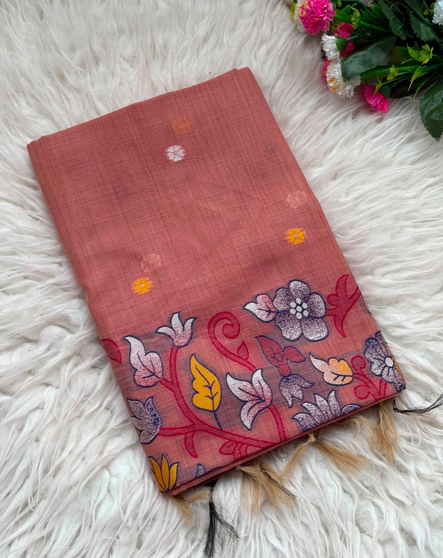 Pure Jamdani Silk Saree with Rich Zari Weave and Contrast Blouse