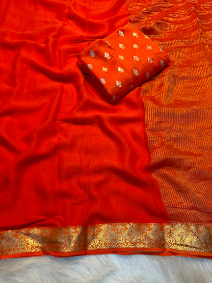 Viscose Weaving Pattern Saree with Dola Banarasi Silk Blouse