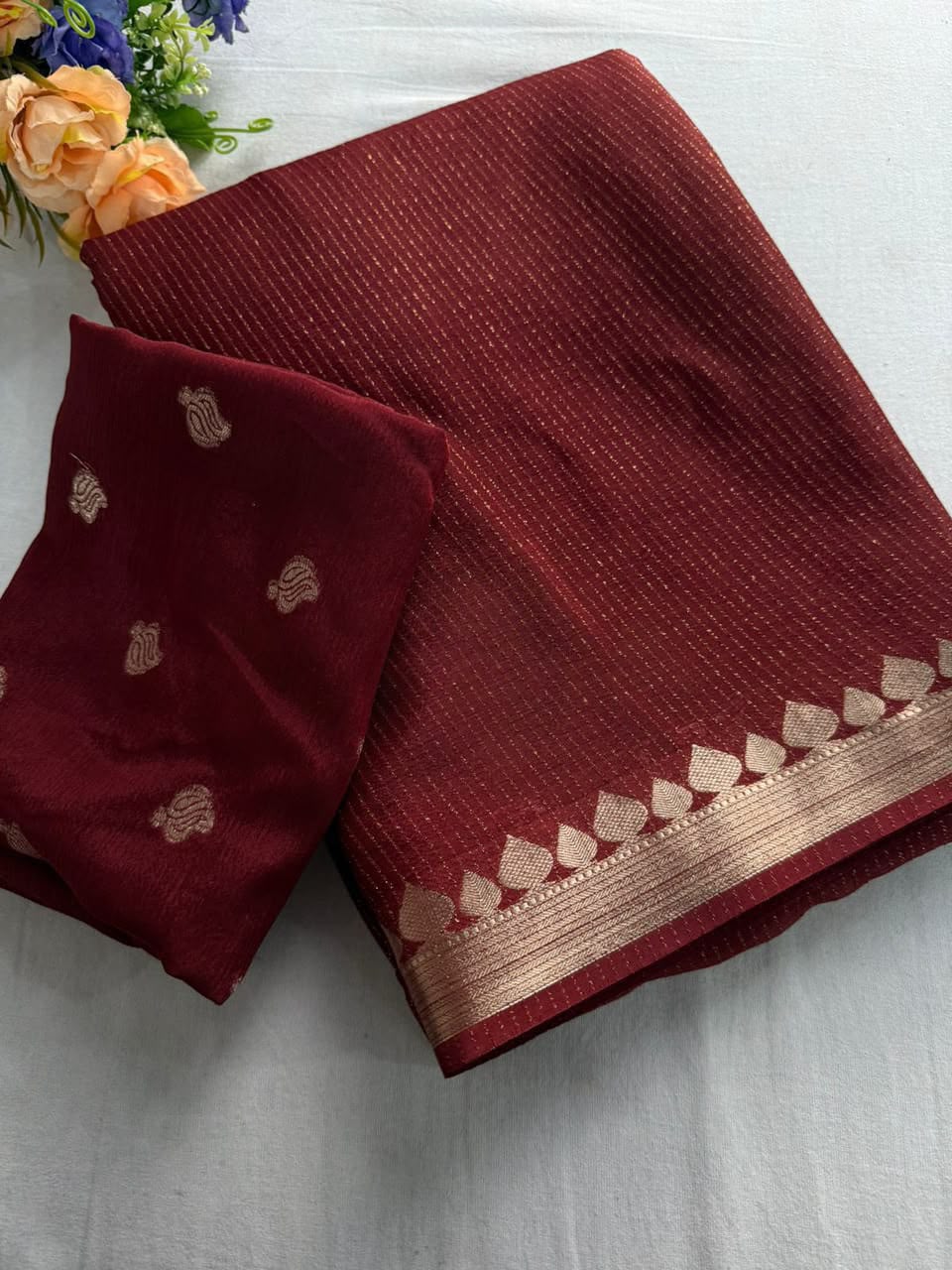 Viscose Weaving Pattern Saree with Dola Banarasi Silk Blouse
