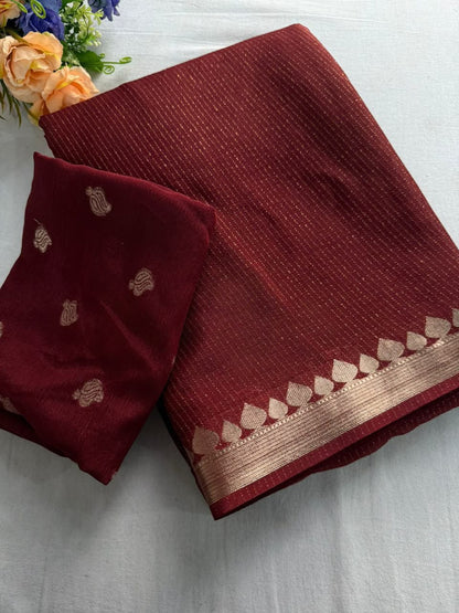 Viscose Weaving Pattern Saree with Dola Banarasi Silk Blouse