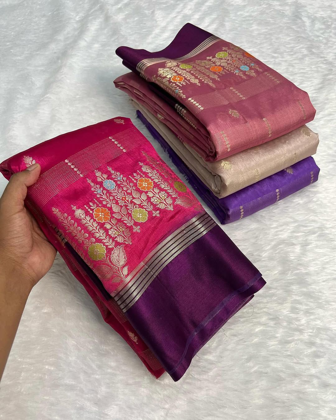 Banarasi Raw Mango Silk Saree with Designer Border and Blouse Piece