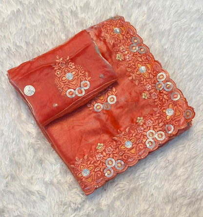 Fancy Space Silk Saree with Sequin Work and Embroidery Blouse