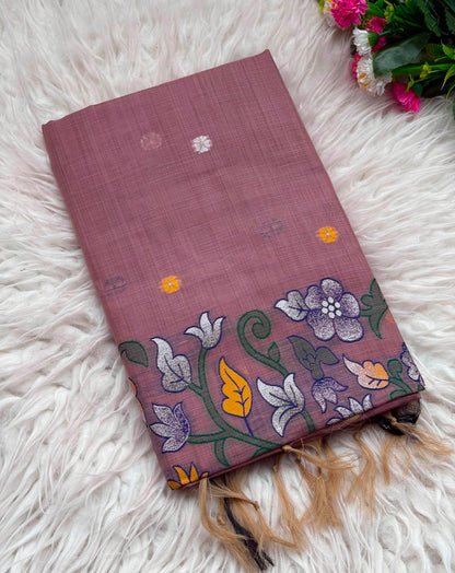 Pure Jamdani Silk Saree with Rich Zari Weave and Contrast Blouse
