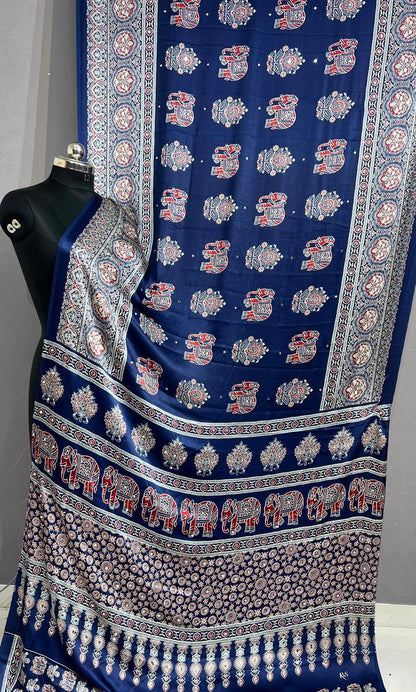 Designer Real Mirror Work Japan Satin Silk Saree