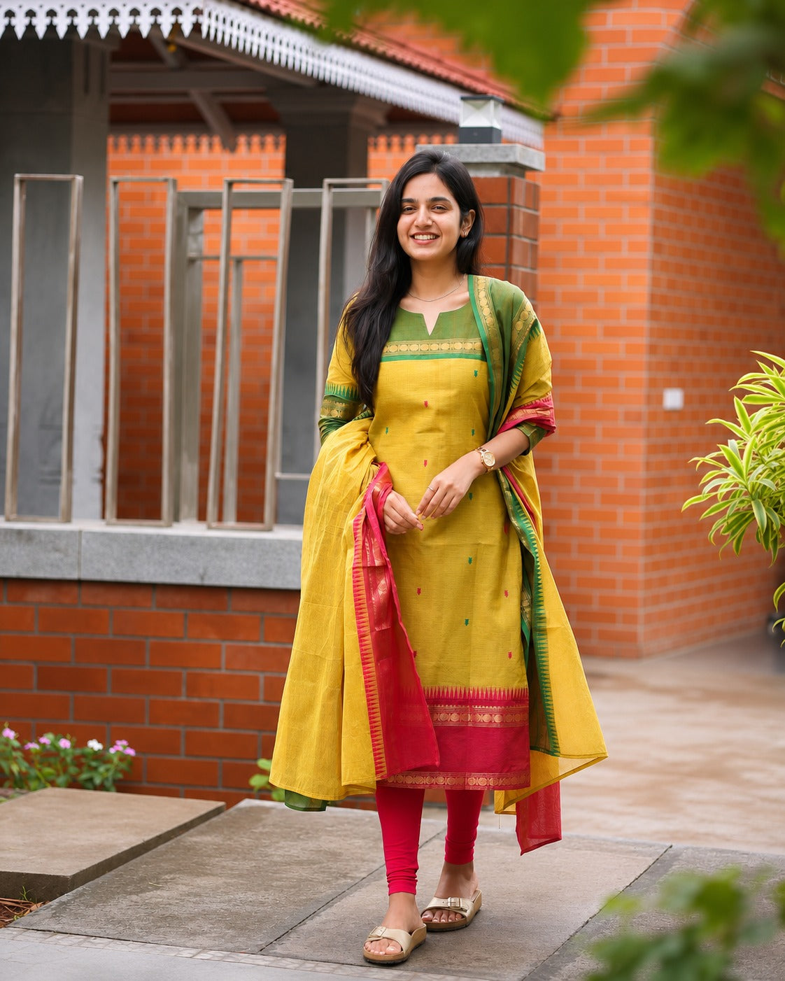 Keyuri Kanchi Cotton Kurti with Dupatta – Mustard