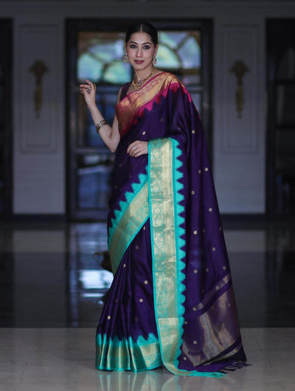 Banarasi Semi Silk Soft Ganga Jamuna Saree with Contrast Pallu